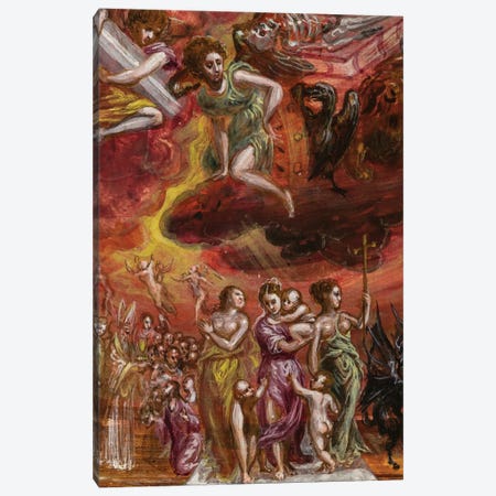Bottom Two-Thirds In Zoom, Allegory Of The Christian Knight (Front Side Of Central Panel From El Greco's Portable Altar) Canvas Print #BMN6113} by El Greco Canvas Art Print