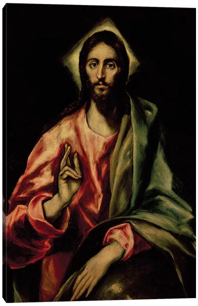 Christ Blessing Canvas Art Print - El Greco