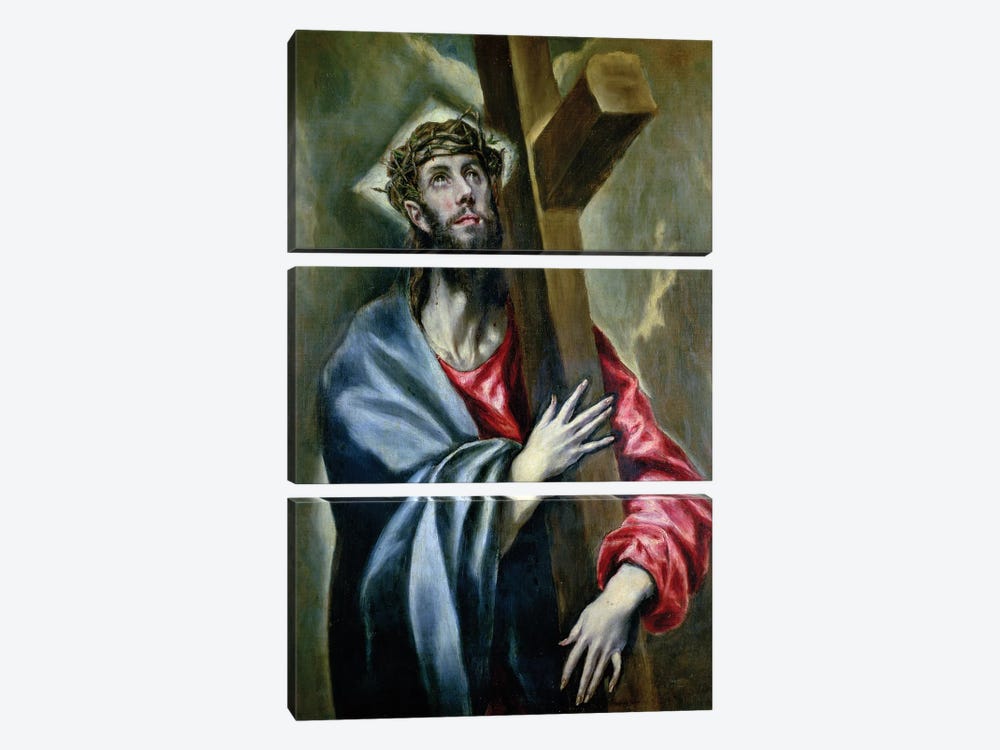 Christ Clasping The Cross, 1600-10 by El Greco 3-piece Canvas Artwork