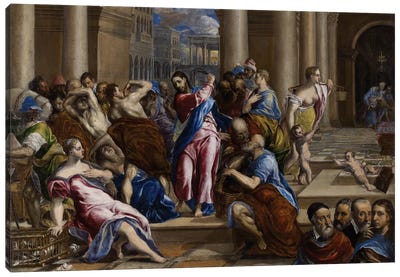 Christ Driving The Money Changers From The Temple, c.1570 Canvas Art Print - Religious Figure Art