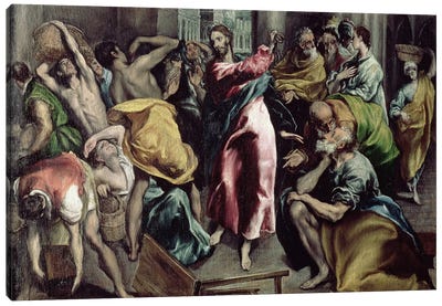 Christ Driving The Traders From The Temple, c.1600 Canvas Art Print - Jesus Christ