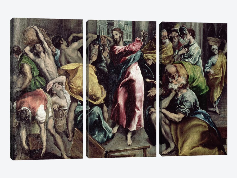 Christ Driving The Traders From The Temple, c.1600 by El Greco 3-piece Canvas Art
