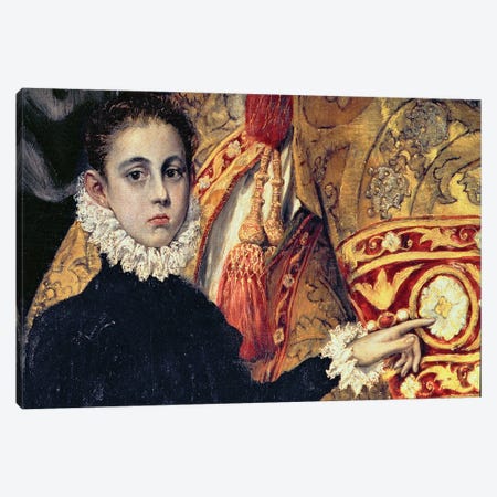 Detail Of A Boy (Thought To Be The Painter's Son), The Burial Of Count Orgaz (Illustration of a Local Legend), 1586-88 Canvas Print #BMN6121} by El Greco Canvas Art
