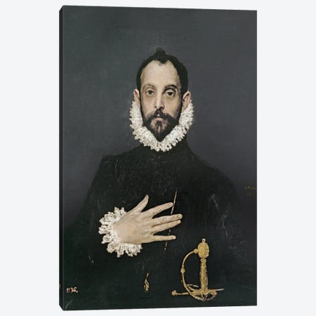 Gentleman With His Hand On His Chest, c.1580 Canvas Print #BMN6139} by El Greco Canvas Print