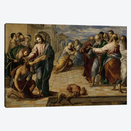 Healing Of The Blind Man, c.1570 Canvas Print #BMN6141} by El Greco Canvas Wall Art