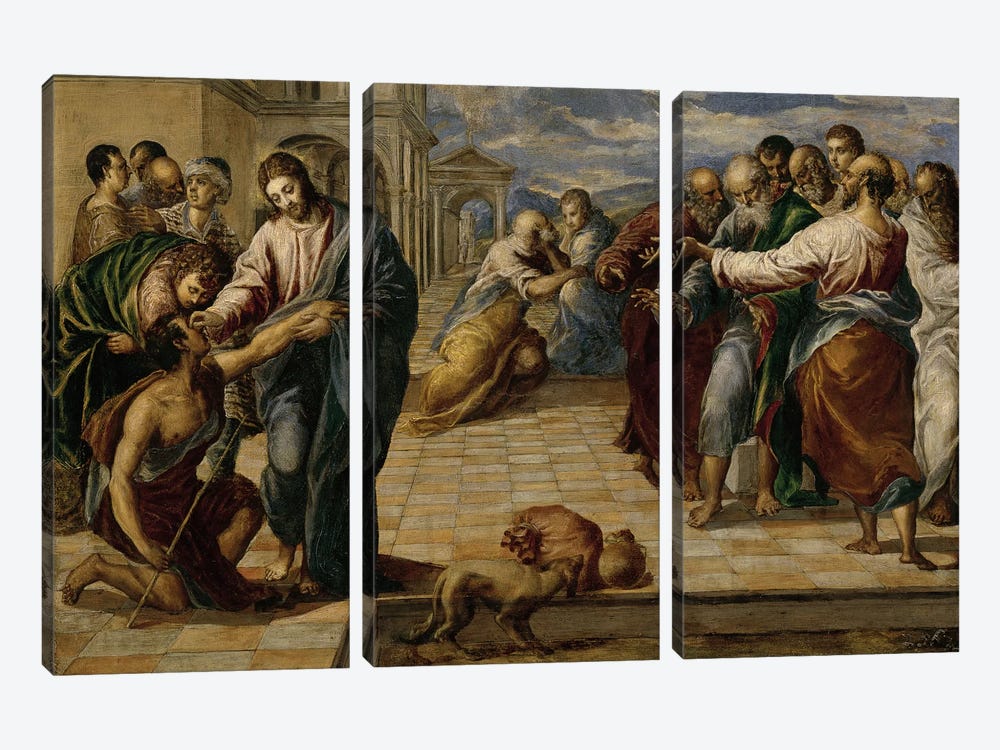 Healing Of The Blind Man, c.1570 by El Greco 3-piece Art Print