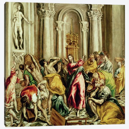 Jesus Driving The Merchants From The Temple, 1610-14 Canvas Print #BMN6144} by El Greco Canvas Art Print