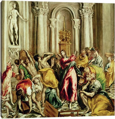 Jesus Driving The Merchants From The Temple, 1610-14 Canvas Art Print - El Greco