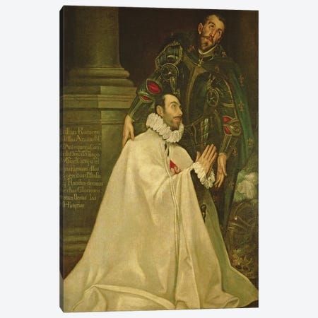 Julian Romero de las Azanas With St. Julian, 1587-97 Canvas Print #BMN6145} by El Greco Canvas Art Print
