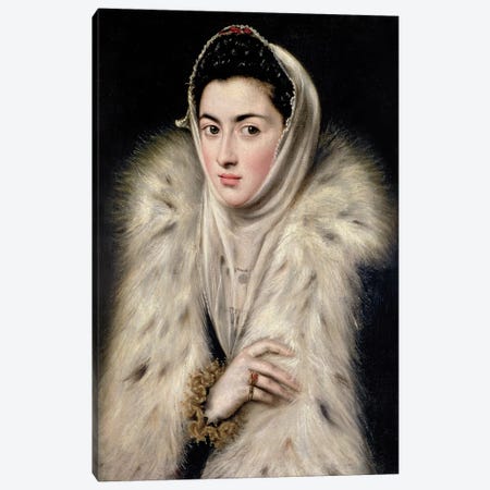Lady In A Fur Wrap (Stirling Maxwell Collectioun At The Pollok House) Canvas Print #BMN6146} by El Greco Canvas Print