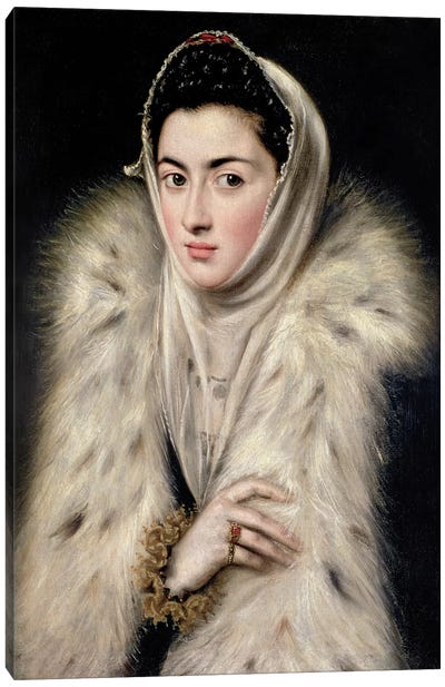 Lady In A Fur Wrap (Stirling Maxwell Collectioun At The Pollok House) Canvas Art Print - El Greco