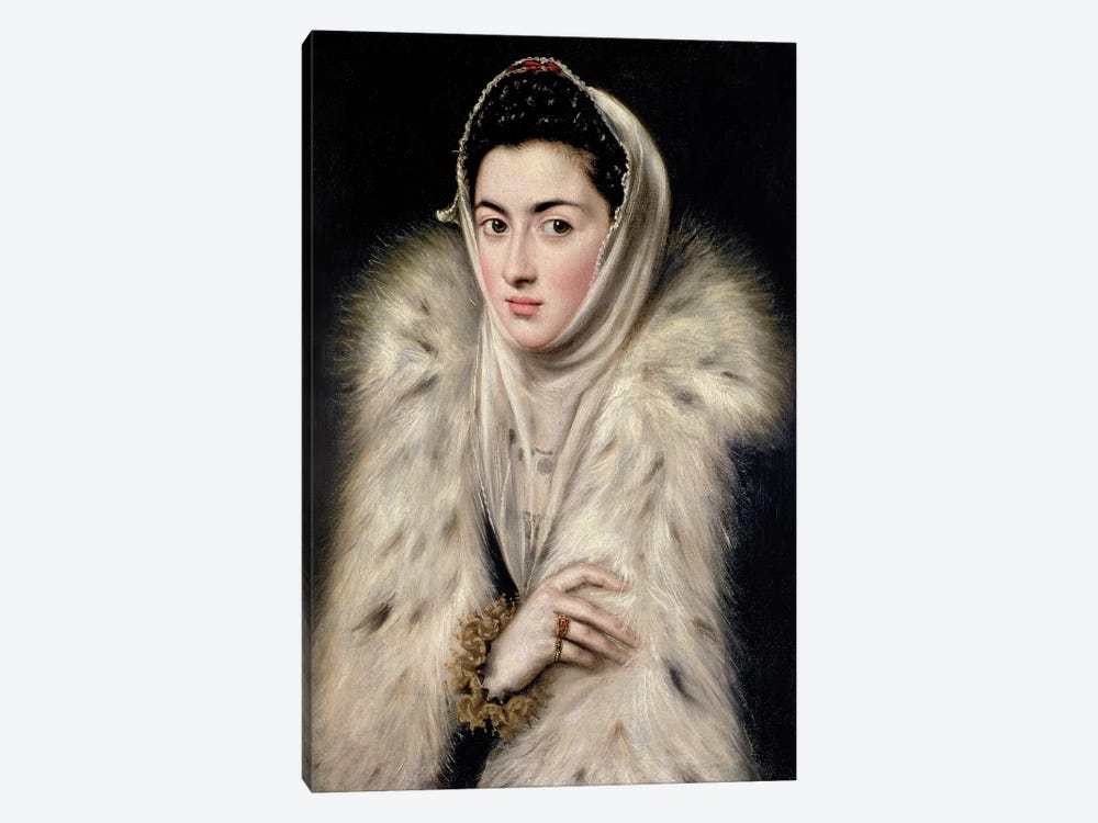 Lady In A Fur Wrap (Stirling Maxwell Collectioun At The Pollok House) by El Greco 1-piece Canvas Artwork