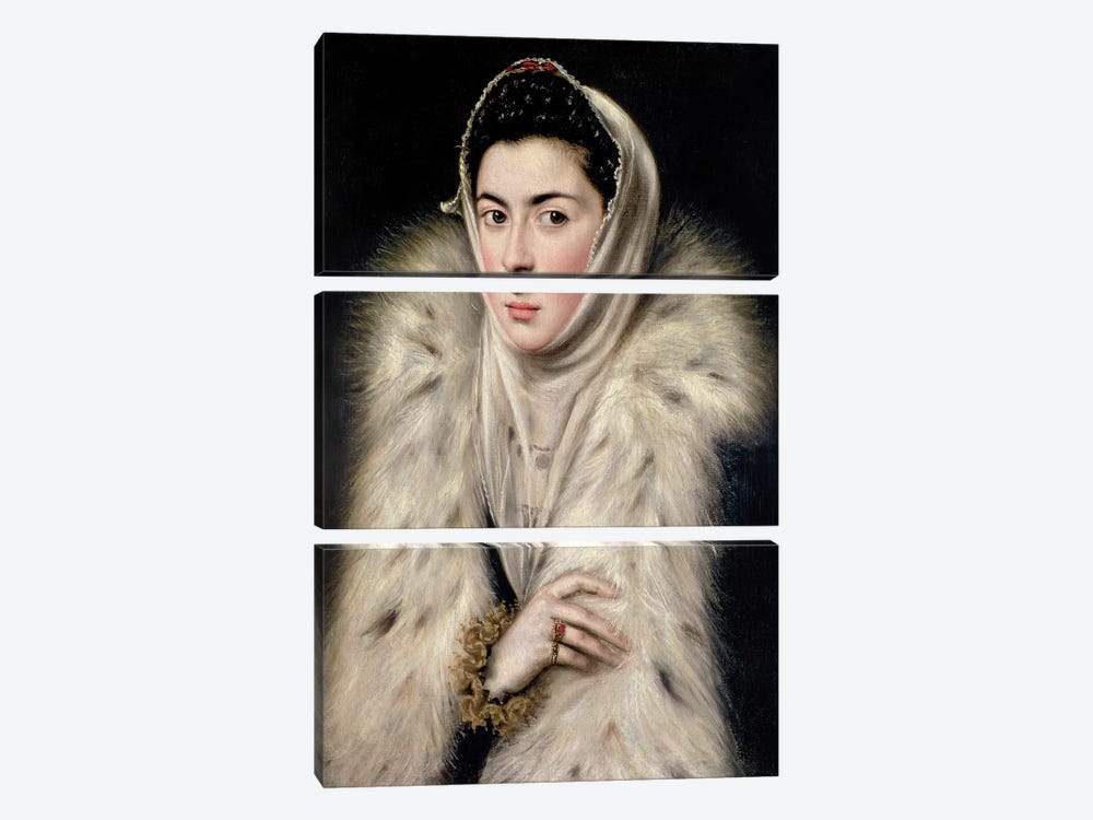 Lady In A Fur Wrap (Stirling Maxwell Collectioun At The Pollok House) by El Greco 3-piece Canvas Artwork