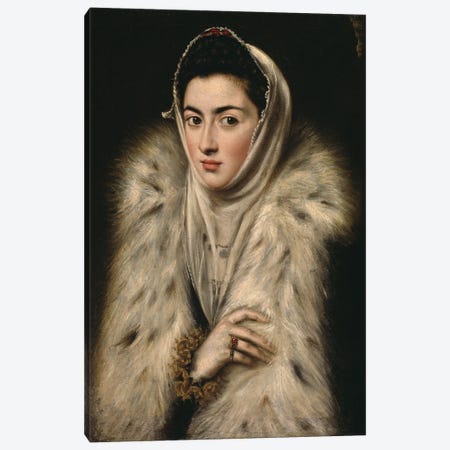 Lady In A Fur Wrap, c.1577 (Art Gallery And Museum, Kelvingrove) Canvas Print #BMN6147} by El Greco Canvas Art Print