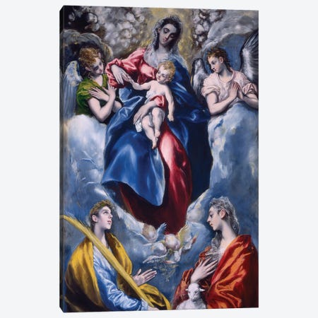 Madonna And Child With Saint Martina And Saint Agnes, 1597-99 Canvas Print #BMN6149} by El Greco Canvas Artwork