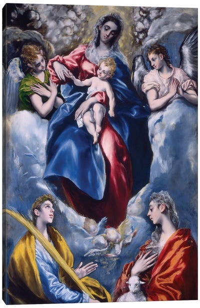 Madonna And Child With Saint Martina And Saint Agnes, 1597-99 Canvas Art Print - El Greco