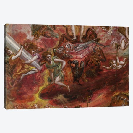 Middle, Allegory Of The Christian Knight (Front Side Of Central Panel From El Greco's Portable Altar) Canvas Print #BMN6152} by El Greco Canvas Art Print