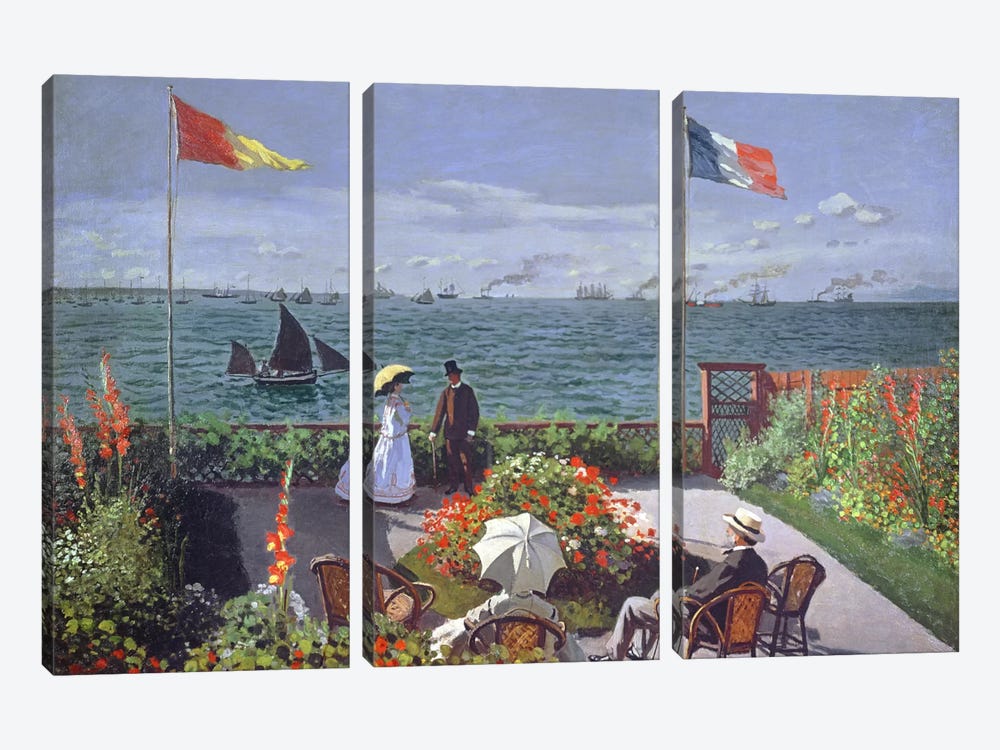 The Terrace at Sainte-Adresse, 1867  by Claude Monet 3-piece Canvas Art