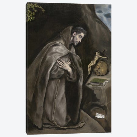 Saint Francis Kneeling In Meditation, 1595-1600 (Art Institute Of Chicago) Canvas Print #BMN6170} by El Greco Canvas Print
