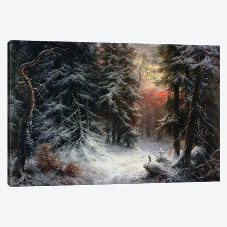 Snow Scene in the Black Forest, 19th century Canvas Print #BMN617} by Carl Friedrich Wilhelm Trautschold Canvas Artwork