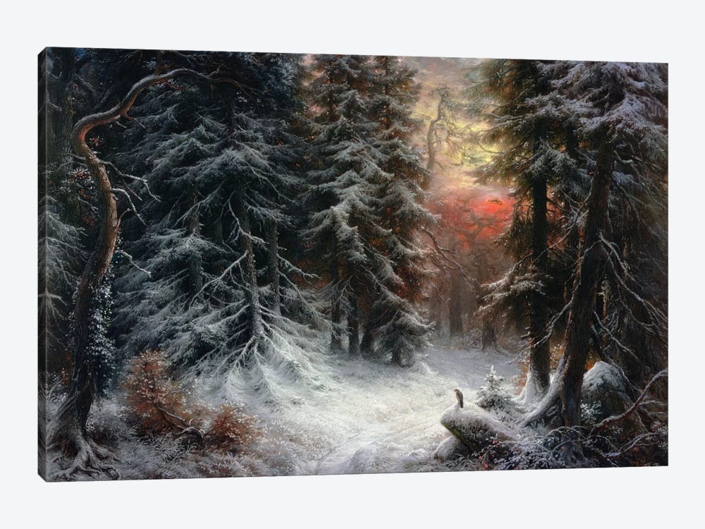Snow Scene in the Black Forest, 19th century by Carl Friedrich Wilhelm Trautschold 1-piece Canvas Art Print