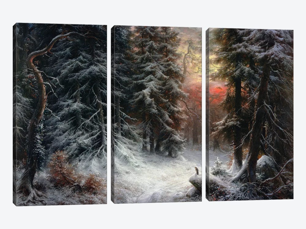 Snow Scene in the Black Forest, 19th century by Carl Friedrich Wilhelm Trautschold 3-piece Canvas Art Print