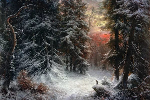 Evergreen Trees: Snow Scene in the Black Forest, 19th century by Carl Friedrich Wilhelm Trautschold