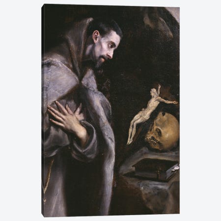 St. Francis Meditating, c.1586-92 (Museo Diocesano de Arte Sacro) Canvas Print #BMN6187} by El Greco Art Print