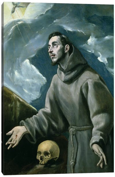 St. Francis Receiving The Stigmata (Private Collection) Canvas Art Print - Skull Art