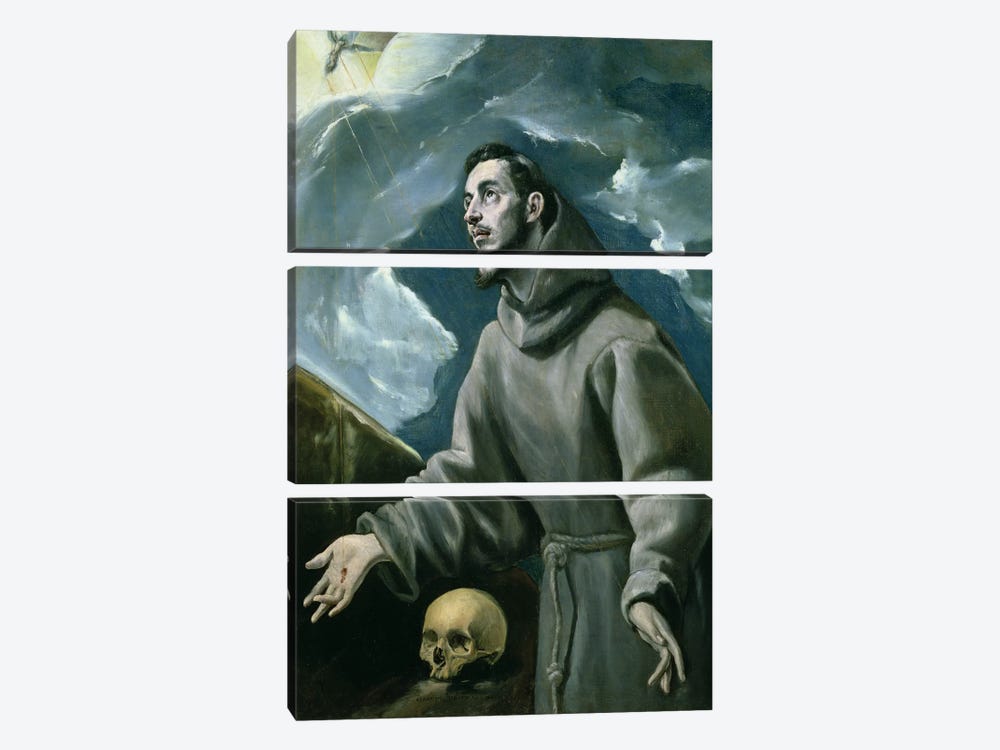 St. Francis Receiving The Stigmata (Private Collection) by El Greco 3-piece Canvas Art