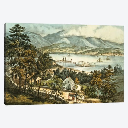 The Catskill Mountains from the Eastern shore of the Hudson  Canvas Print #BMN620} by N. Currier Canvas Artwork