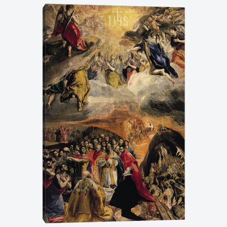 The Adoration Of The Name Of Jesus, c.1578 (Monasterio de El Escorial) Canvas Print #BMN6211} by El Greco Canvas Art
