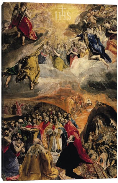 The Adoration Of The Name Of Jesus, c.1578 (Monasterio de El Escorial) Canvas Art Print - El Greco