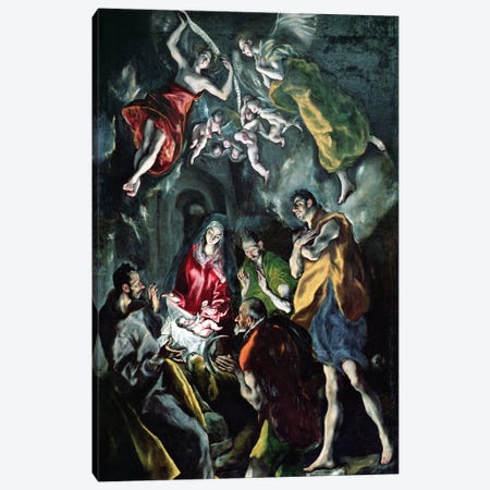 The Adoration Of The Shepherds (The Original Santo Domingo el Antiguo Altarpiece), c.1603-14 (Museo del Prado) Canvas Print #BMN6213} by El Greco Canvas Art