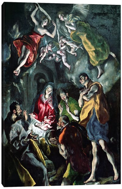 The Adoration Of The Shepherds (The Original Santo Domingo el Antiguo Altarpiece), c.1603-14 (Museo del Prado) Canvas Art Print - El Greco