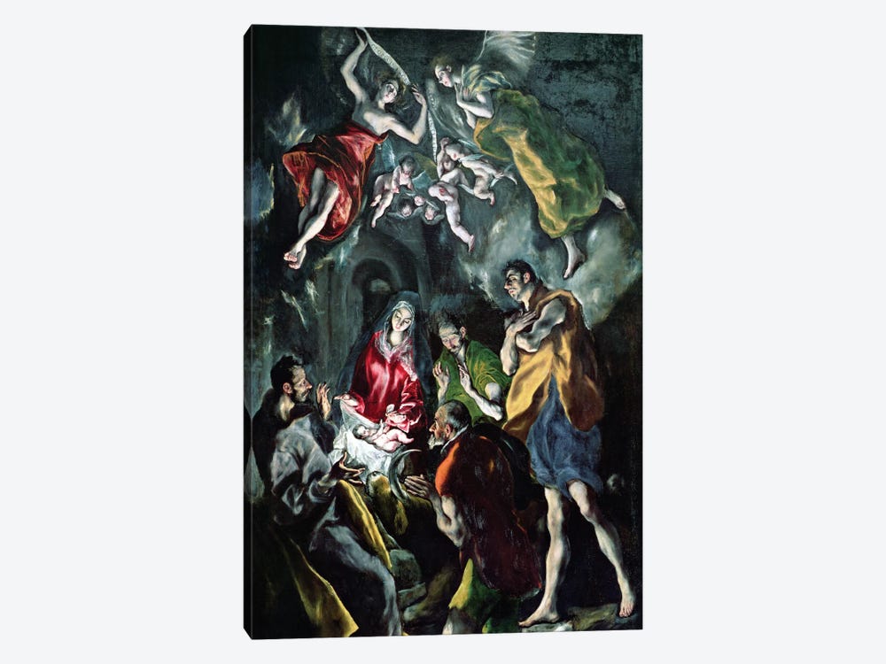 The Adoration Of The Shepherds (The Original Santo Domingo el Antiguo Altarpiece), c.1603-14 (Museo del Prado) by El Greco 1-piece Canvas Wall Art
