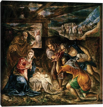 The Adoration Of The Shepherds, 1572-76 (Private Collection) Canvas Art Print - El Greco