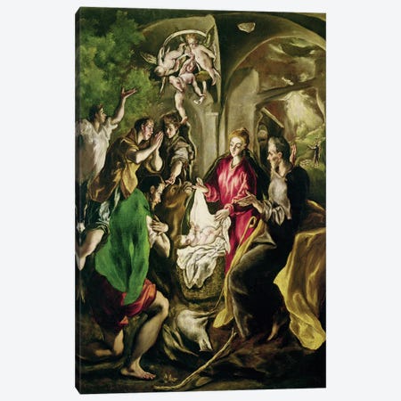 The Adoration Of The Shepherds, 1603-05 (Museo del Patriarca) Canvas Print #BMN6215} by El Greco Canvas Art Print