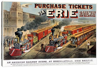 The American Railway Scene at Hornellsville, Erie Railway  Canvas Art Print