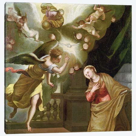 The Annunciation, c.1565 (Private Collection) Canvas Print #BMN6224} by El Greco Canvas Wall Art