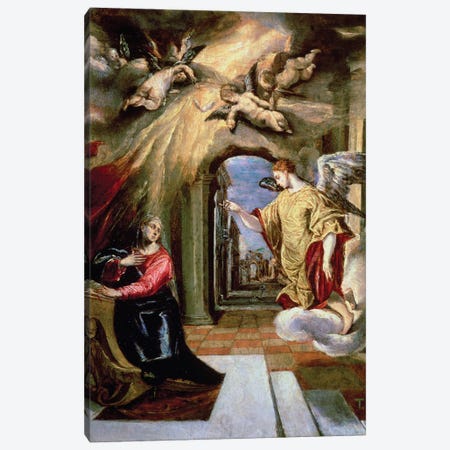 The Annunciation, c.1570-73 (Museo del Prado) Canvas Print #BMN6225} by El Greco Canvas Art