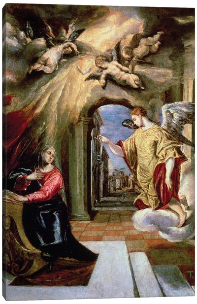 The Annunciation, c.1570-73 (Museo del Prado) Canvas Art Print - El Greco