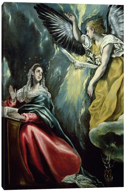 The Annunciation, c.1575 (Private Collection) Canvas Art Print - Virgin Mary