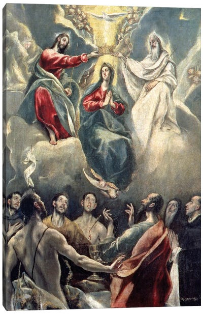 The Coronation Of The Virgin (Museo de Santa Cruz) Canvas Art Print - El Greco