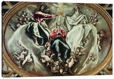 The Coronation Of The Virgin, 1597-1603 (Hospital de la Caridad) Canvas Art Print - El Greco