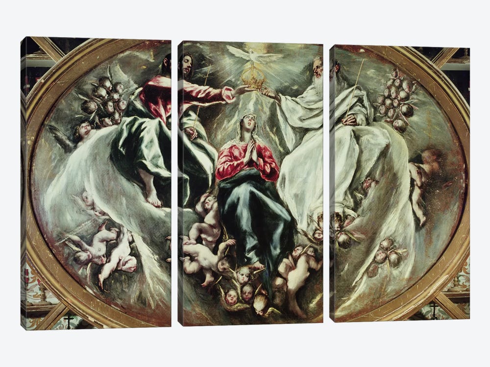 The Coronation Of The Virgin, 1597-1603 (Hospital de la Caridad) by El Greco 3-piece Canvas Artwork