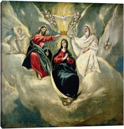 The Coronation Of The Virgin, c.1591-92 (Museo del Prado) Canvas Art Print - El Greco