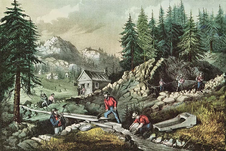 Goldmining in California, 1871 