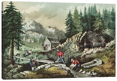 Goldmining in California, 1871  Canvas Art Print - N. Currier