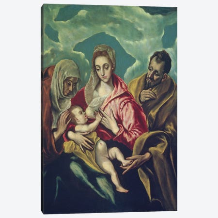 The Holy Family With St. Elizabeth (Museum Of Fine Arts - Budapest) Canvas Print #BMN6250} by El Greco Canvas Art